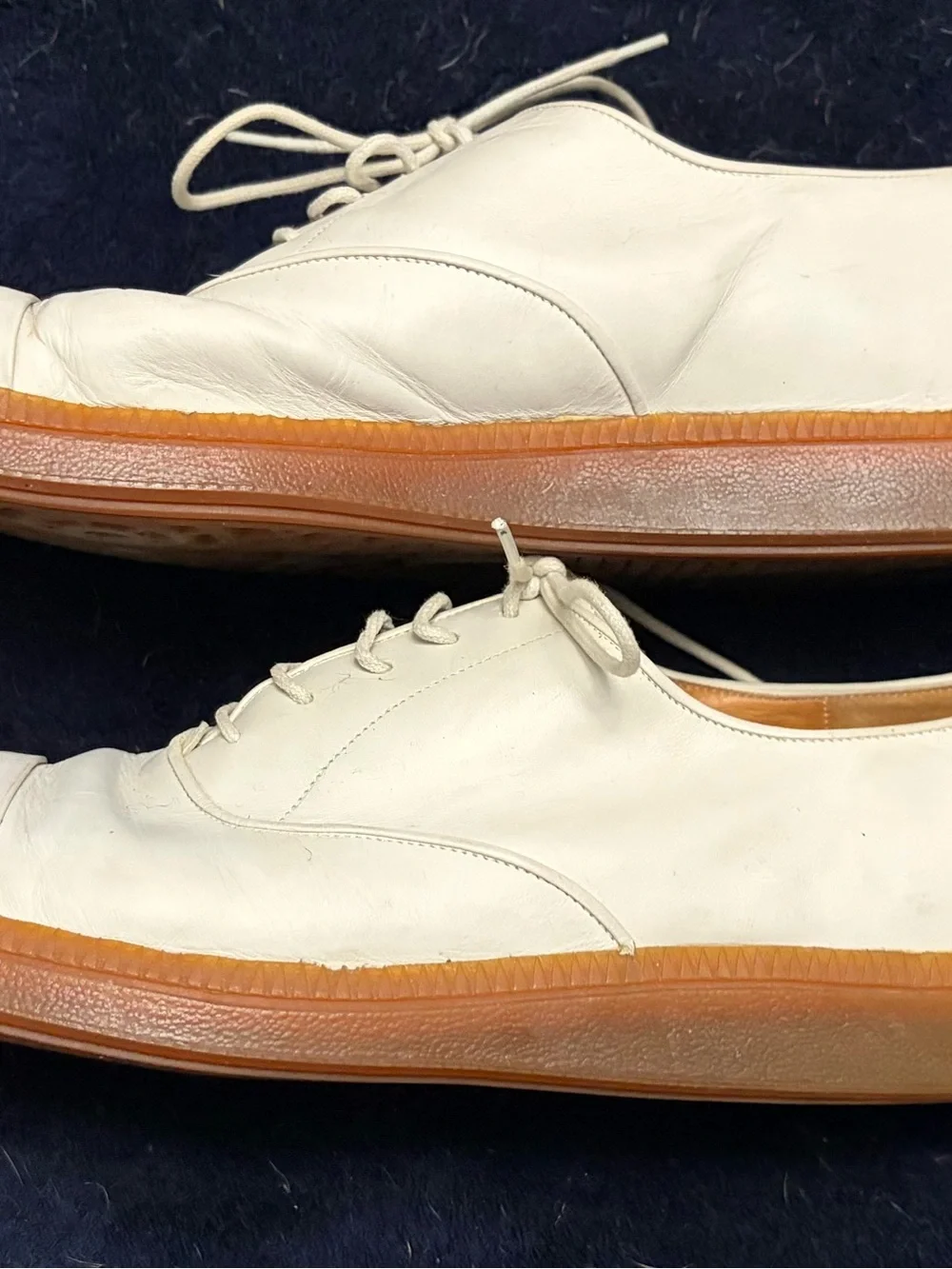 Dries Van Noten White Leather Lace-Up Loafers with Tan Sole
